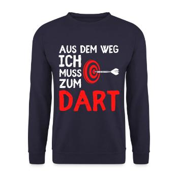 Aus Dem Weg Ich Muss Zum Dart Lustiger Dart - Unisex Pullover - Navy - Vorne - Alina (178cm) & Michal (187cm)