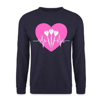 Heartbeat Darts Funny Darts Saying Darts Player - Unisex Sweatshirt - navy - Front - Alina (178cm) & Michal (187cm)