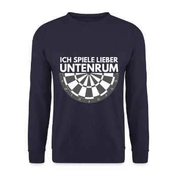 Dartspieler Lustiger Dart Spruch - Ich Spiele - Unisex Pullover - Navy - Vorne - Alina (178cm) & Michal (187cm)