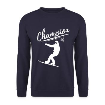 Champion of Snowboarding Adventure - Unisex Sweatshirt - navy - Front - Alina (178cm) & Michal (187cm)