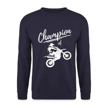Champion de la puissance de la passion du motocross - Sweat-shirt Unisexe - marine - Devant - Alina (178cm) & Michal (187cm)
