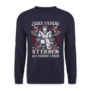 Better to die standing than to live kneeling - Unisex Sweatshirt - navy - Front - Alina (178cm) & Michal (187cm)