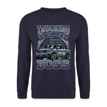 Trucking is like a Redneck - Unisex Sweatshirt - navy - Front - Alina (178cm) & Michal (187cm)
