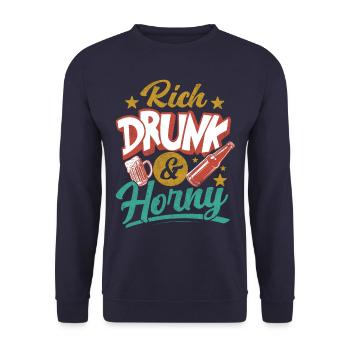 Riche, ivre et excité - Sweat-shirt Unisexe - marine - Devant - Alina (178cm) & Michal (187cm)