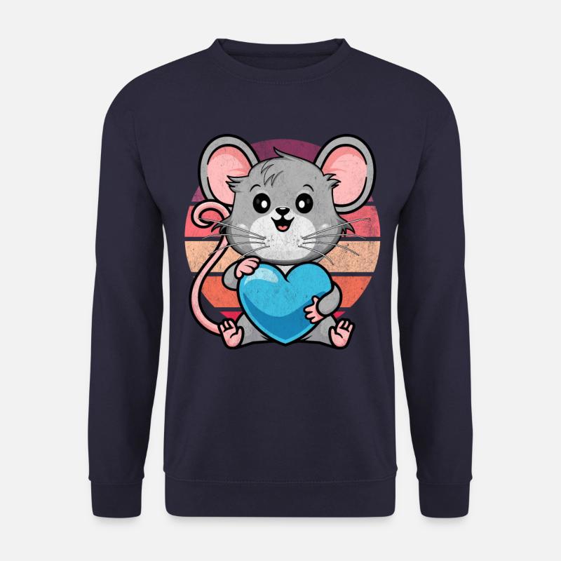 Ratte mit blauem Herz - Unisex Pullover - Navy