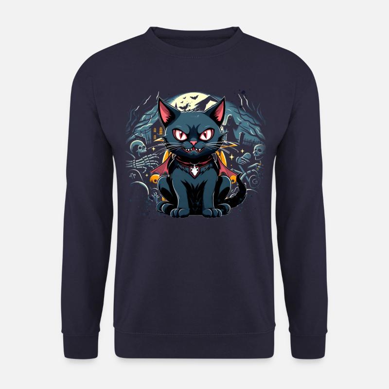 Halloween Schwarze Katze als Vampir - Unisex Pullover - Navy