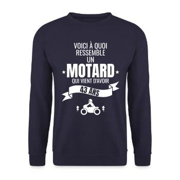 idée cadeau pour un motard humour homme 43 ans - Sweat-shirt Unisexe - marine - Devant - Alina (178cm) & Michal (187cm)