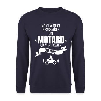 idée cadeau pour un motard humour homme 30 ans - Sweat-shirt Unisexe - marine - Devant - Alina (178cm) & Michal (187cm)