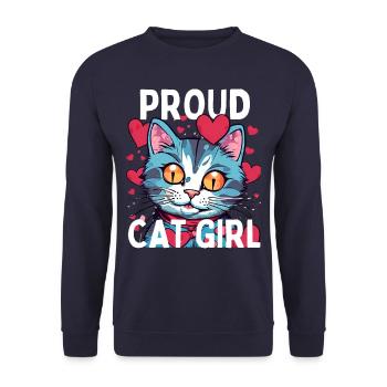 Proud Cat Girl Love Cat Kitten - Unisex Sweatshirt - navy - Front - Alina (178cm) & Michal (187cm)