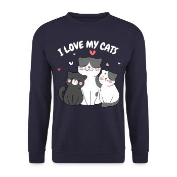 I Love My Cats - Cute Kitten Motif For - Unisex Sweatshirt - navy - Front - Alina (178cm) & Michal (187cm)