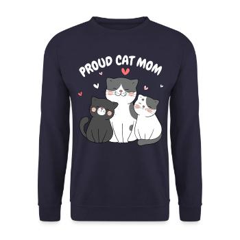 Stolze Katzenmama Kätzchen Herzhaft Lustig - Unisex Pullover - Navy - Vorne - Alina (178cm) & Michal (187cm)