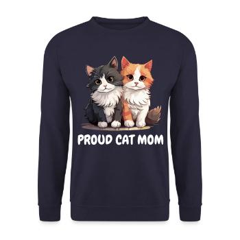 Proud Cat Mom - Chaton Drôle d’Amoureux des Chats - Sweat-shirt Unisexe - marine - Devant - Alina (178cm) & Michal (187cm)