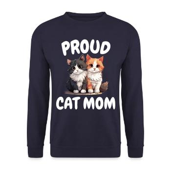 fier chat maman chat amant chaton drôle - Sweat-shirt Unisexe - marine - Devant - Alina (178cm) & Michal (187cm)