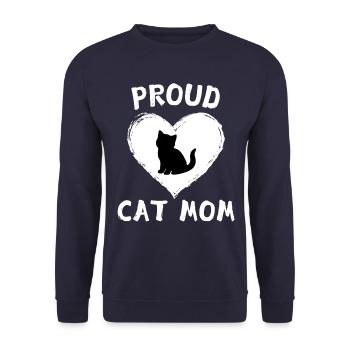 Proud Cat Mom Herz Katze Kätzchen Katzenliebhaber - Unisex Pullover - Navy - Vorne - Alina (178cm) & Michal (187cm)