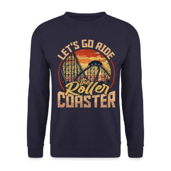 Vintage Rollercoaster Crew I Familie Achterbahn - Unisex Pullover - Navy - Vorne - Alina (178cm) & Michal (187cm)