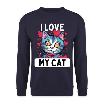 Cat Kitten Cat Lover Funny I Love My - Unisex Sweatshirt - navy - Front - Alina (178cm) & Michal (187cm)