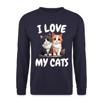 J’aime mes chats drôle de chaton pour - Sweat-shirt Unisexe - marine - Devant - Alina (178cm) & Michal (187cm)