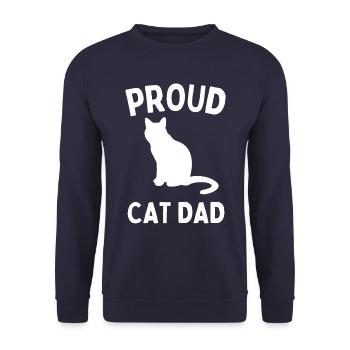 Proud Cat Dad Lustige Katze Design Für - Unisex Pullover - Navy - Vorne - Alina (178cm) & Michal (187cm)