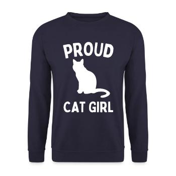 fier chat fille chat amant drôle chaton - Sweat-shirt Unisexe - marine - Devant - Alina (178cm) & Michal (187cm)