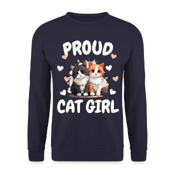 fier chat amoureux chaton coeur drôle - Sweat-shirt Unisexe - marine - Devant - Alina (178cm) & Michal (187cm)