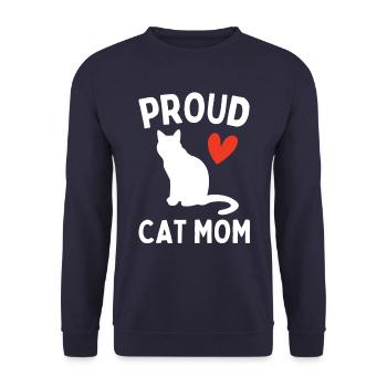 Proud Cat Mom Katze Kätzchen Katzenliebhaber - Unisex Pullover - Navy - Vorne - Alina (178cm) & Michal (187cm)