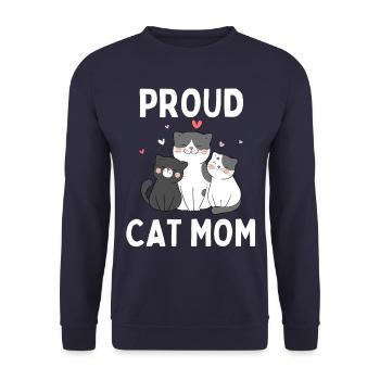Stolze Katzenmama: Lustige Kätzchen für - Unisex Pullover - Navy - Vorne - Alina (178cm) & Michal (187cm)
