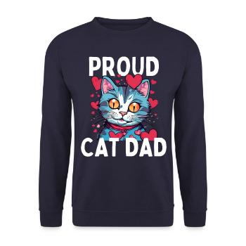 Proud Cat Lover Cat Dad With Heart Funny - Unisex Sweatshirt - navy - Front - Alina (178cm) & Michal (187cm)