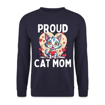 Fière Chat Maman - Drôle De Chat Avec Du Coeur Et - Sweat-shirt Unisexe - marine - Devant - Alina (178cm) & Michal (187cm)