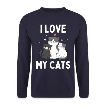 J’aime mes chats - Drôle de chaton chaton - Sweat-shirt Unisexe - marine - Devant - Alina (178cm) & Michal (187cm)