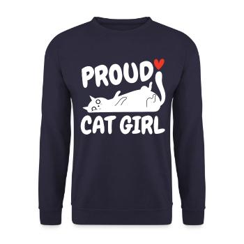 Stolze Katzenmädchen Liebe Katzenliebhaber Lustig - Unisex Pullover - Navy - Vorne - Alina (178cm) & Michal (187cm)