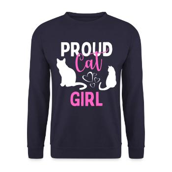 Proud Cat Lover Kitten Cat Funny - Unisex Sweatshirt - navy - Front - Alina (178cm) & Michal (187cm)