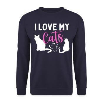 I Love My Cats – Drôle de chat pour - Sweat-shirt Unisexe - marine - Devant - Alina (178cm) & Michal (187cm)
