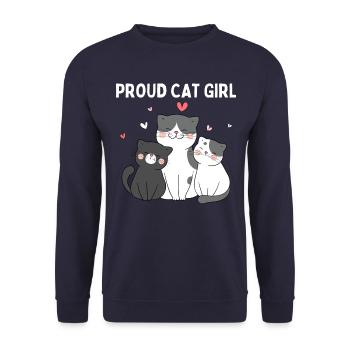 Fière Chatte Fille Chaton Heureux - Sweat-shirt Unisexe - marine - Devant - Alina (178cm) & Michal (187cm)