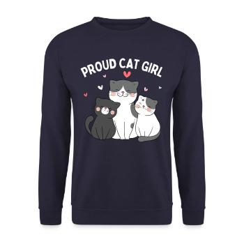 fier chat fille chaton drôle - Sweat-shirt Unisexe - marine - Devant - Alina (178cm) & Michal (187cm)