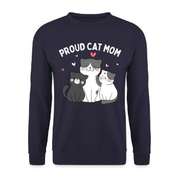 Fier chat maman chat drôle chaton - Sweat-shirt Unisexe - marine - Devant - Alina (178cm) & Michal (187cm)