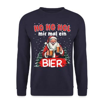 Ho Ho Hol Mir Mal Ein Bier Lustiger - Unisex Pullover - Navy - Vorne - Alina (178cm) & Michal (187cm)
