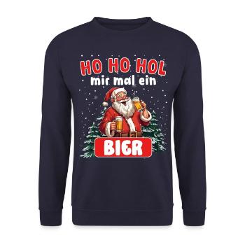 Ho Ho get me a beer funnier - Unisex Sweatshirt - navy - Front - Alina (178cm) & Michal (187cm)