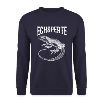 Echsperte Leguan - Unisex Pullover - Navy - Vorne - Alina (178cm) & Michal (187cm)