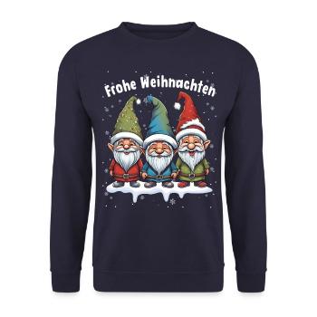 Merry Christmas Three Elves Fröhlich - Unisex Sweatshirt - navy - Front - Alina (178cm) & Michal (187cm)