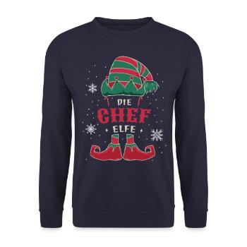 The Elf Christmas Outfit Family Christmas - Unisex Sweatshirt - navy - Front - Alina (178cm) & Michal (187cm)
