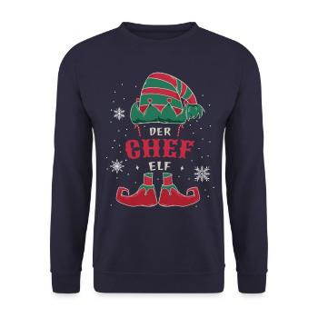 Elf Christmas Outfit Family Christmas - Unisex Sweatshirt - navy - Front - Alina (178cm) & Michal (187cm)