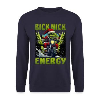 Big Nick Energy Lustiger Weihnachtsmann Weihnachte - Unisex Pullover - Navy - Vorne - Alina (178cm) & Michal (187cm)