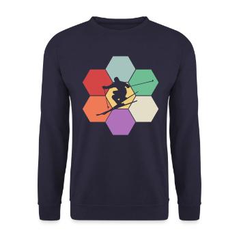 Ski Skifahren Skier Skiing - Unisex Pullover - Navy - Vorne - Alina (178cm) & Michal (187cm)