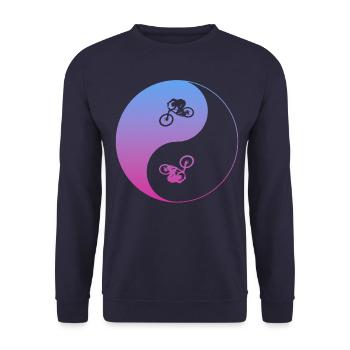biken fahrrad ebike mtb - Unisex Pullover - Navy - Vorne - Alina (178cm) & Michal (187cm)