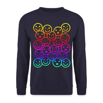 Visages drôles colorés avec dégradé arc-en-ciel - Sweat-shirt Unisexe - marine - Devant - Alina (178cm) & Michal (187cm)