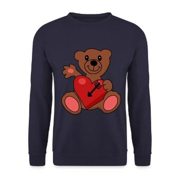 Teddy Ours en peluche Valentine Arrow Coeur - Sweat-shirt Unisexe - marine - Devant - Alina (178cm) & Michal (187cm)