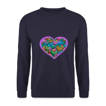 Herz Herzen bunt Valentinstag Muttertag - Unisex Pullover - Navy - Vorne - Alina (178cm) & Michal (187cm)
