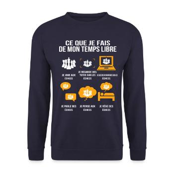 Ce que je fais de mon temps libre – Échecs - Sweat-shirt Unisexe - marine - Devant - Alina (178cm) & Michal (187cm)