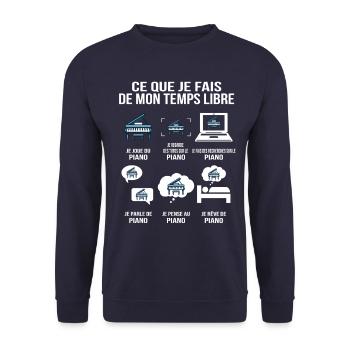 Ce que je fais de mon temps libre – T-shirt piano - Sweat-shirt Unisexe - marine - Devant - Alina (178cm) & Michal (187cm)