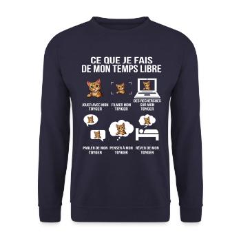 Ce que je fais de mon temps libre avec mon Toyger - Sweat-shirt Unisexe - marine - Devant - Alina (178cm) & Michal (187cm)
